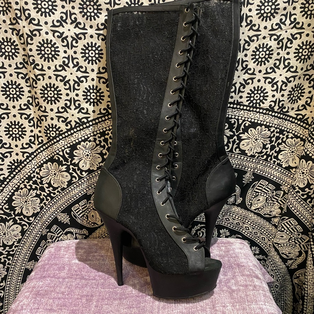 Size 10 Pleaser Lace Up Heels